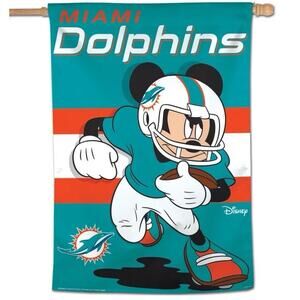 MIAMI DOLPHINS MICKEY MOUSE DISNEY 28"X40" BANNER VERTICAL FLAG WINCRAFT